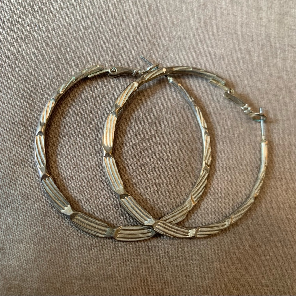 Silver Hoop Earrings - Picture 5 of 6